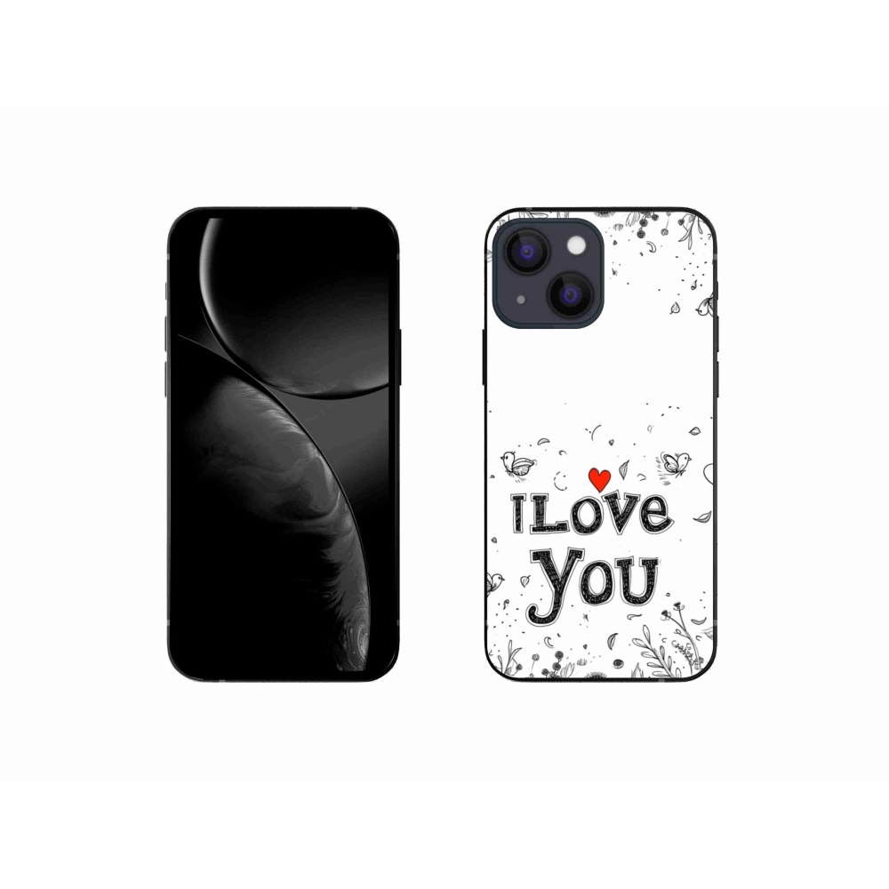 Gél borítás mmCase iPhone 13 Mini készülékhez - I love you fehér háttérrel