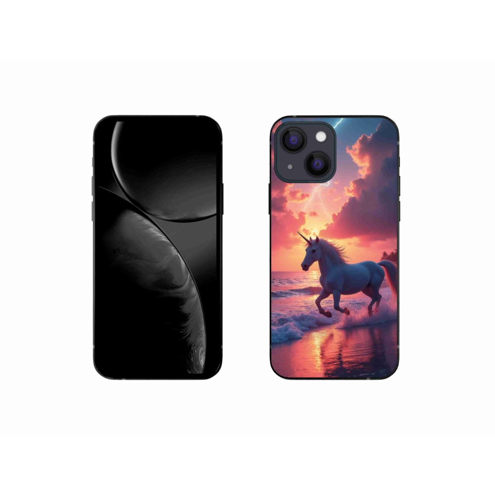 Zselés borítás mmCase iPhone 13 Mini készülékhez - egyszarvú a tengerparton