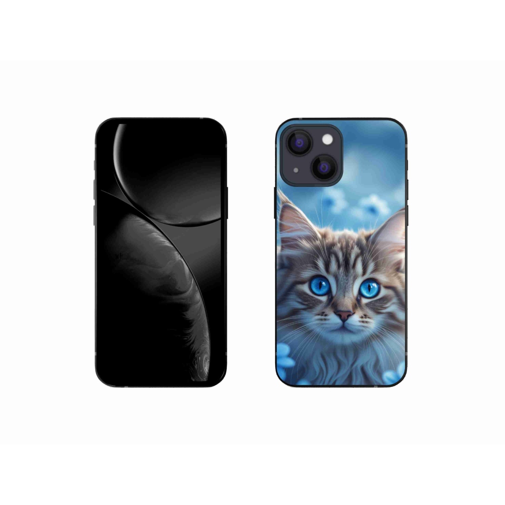 mmCase gél tok az iPhone 13 Mini-hez – kiscica kék virágok között