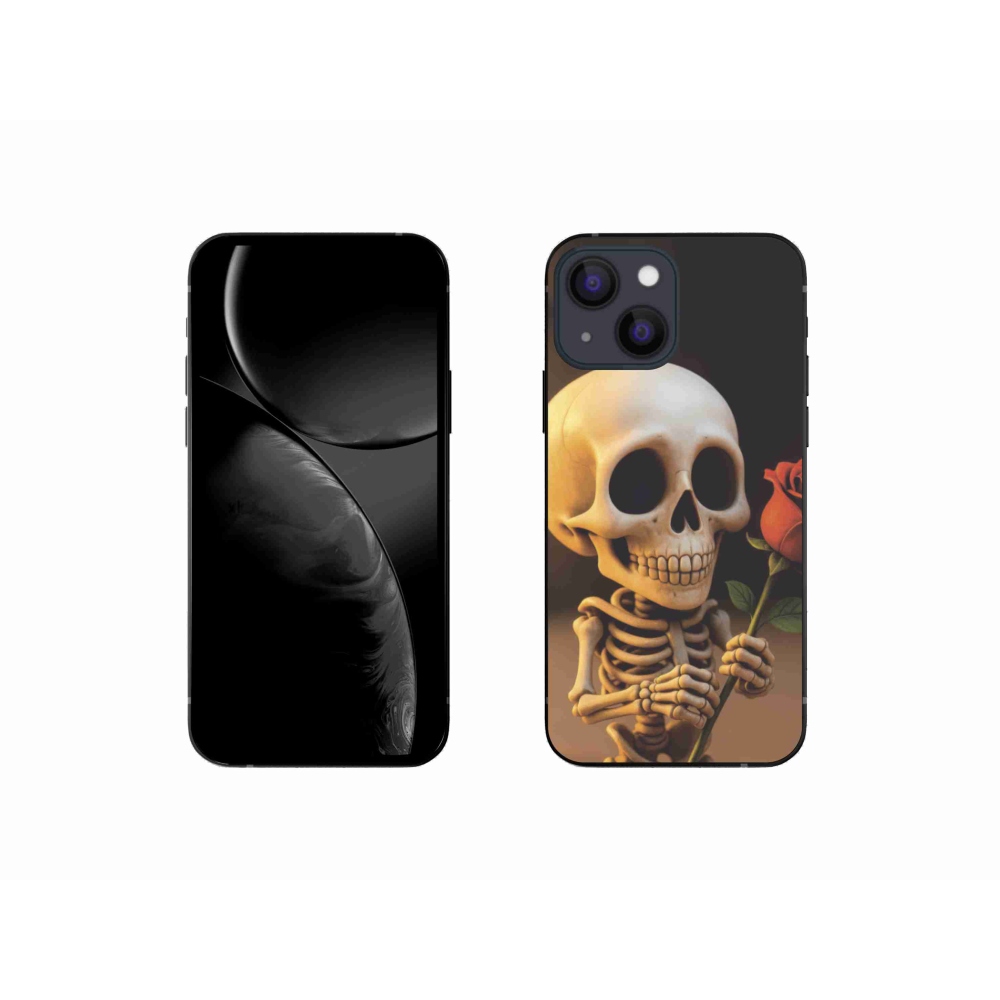 Gél borítás mmCase iPhone 13 Mini készülékhez - csontváz rózsával