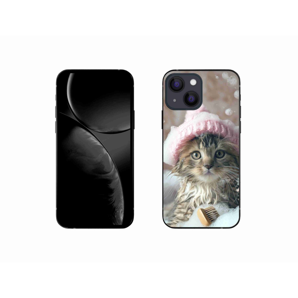 Zselés borítás mmCase iPhone 13 Mini készülékhez - cica és fürdés