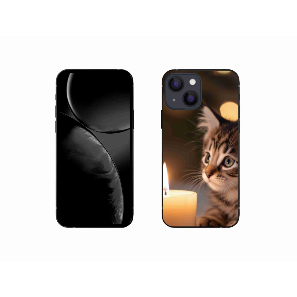 Zselés borítás mmCase iPhone 13 Mini készülékhez - cica és gyertya