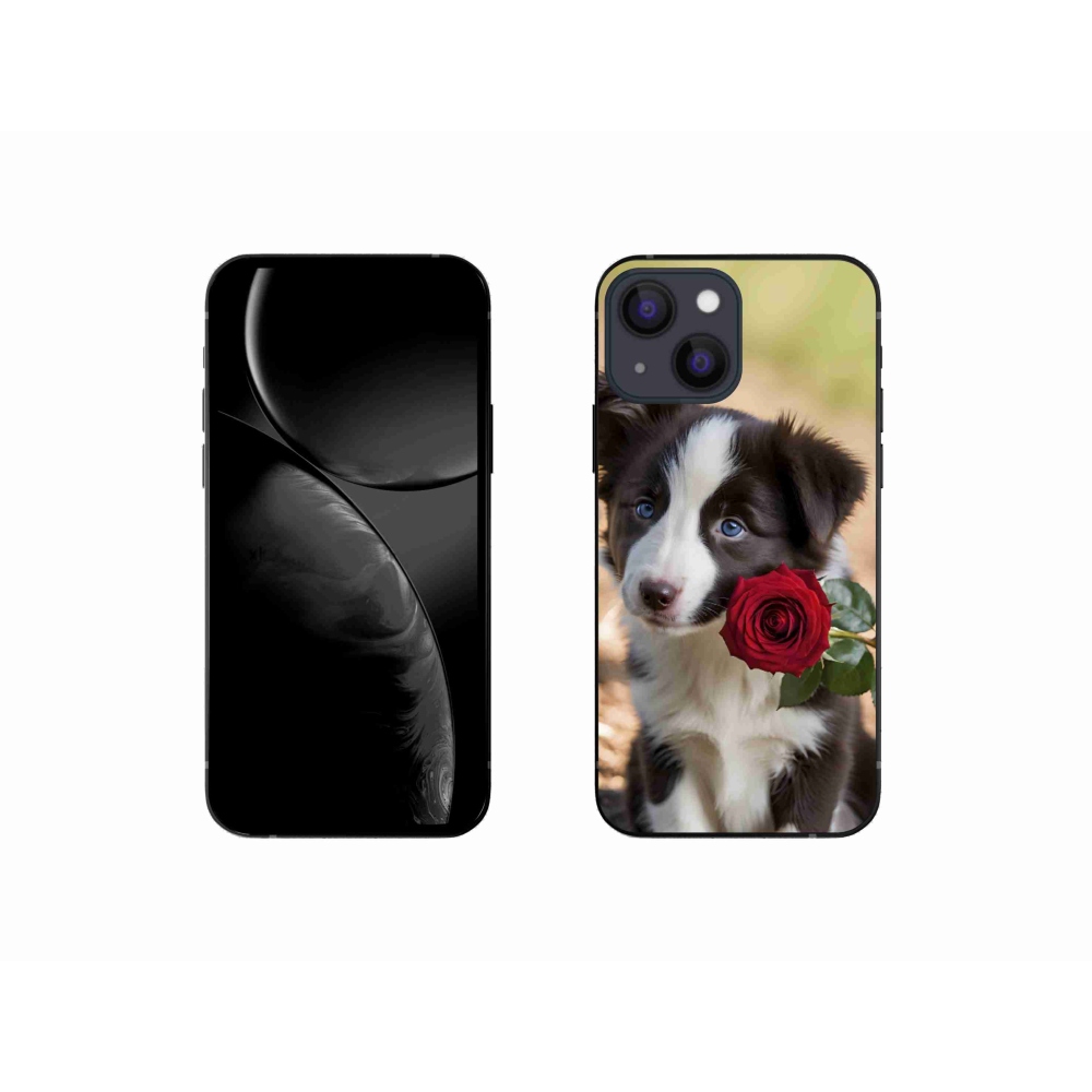 mmCase gél tok az iPhone 13 Mini-hez – aranyos border collie rózsával