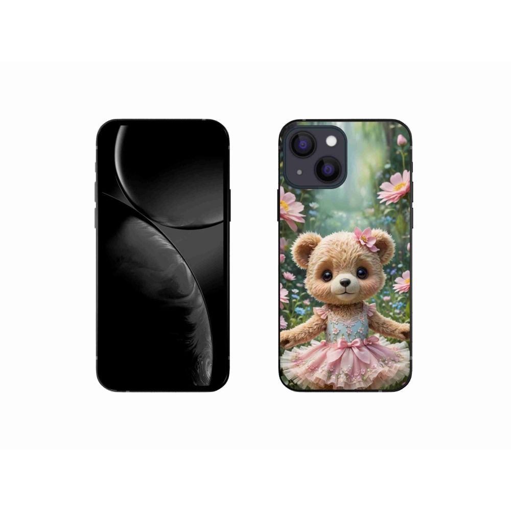 mmCase gél tok az iPhone 13 Mini-hez – aranyos mackó virágok között