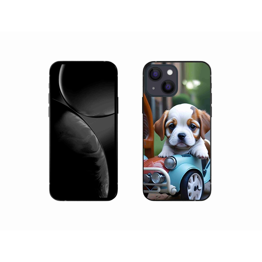 mmCase gél tok az iPhone 13 Mini-hez – kiskutya egy retro autóban
