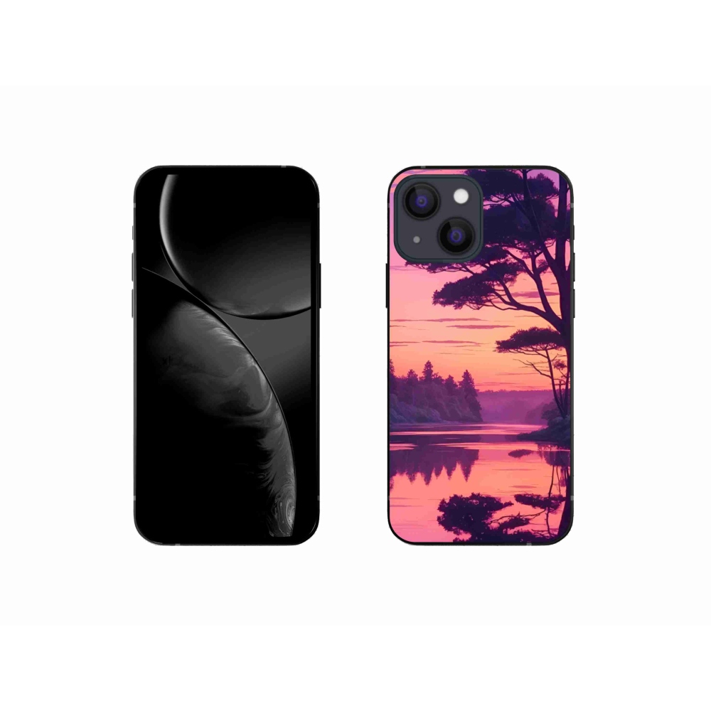 Zselés borítás mmCase iPhone 13 Mini készülékhez - naplemente a tó fölött