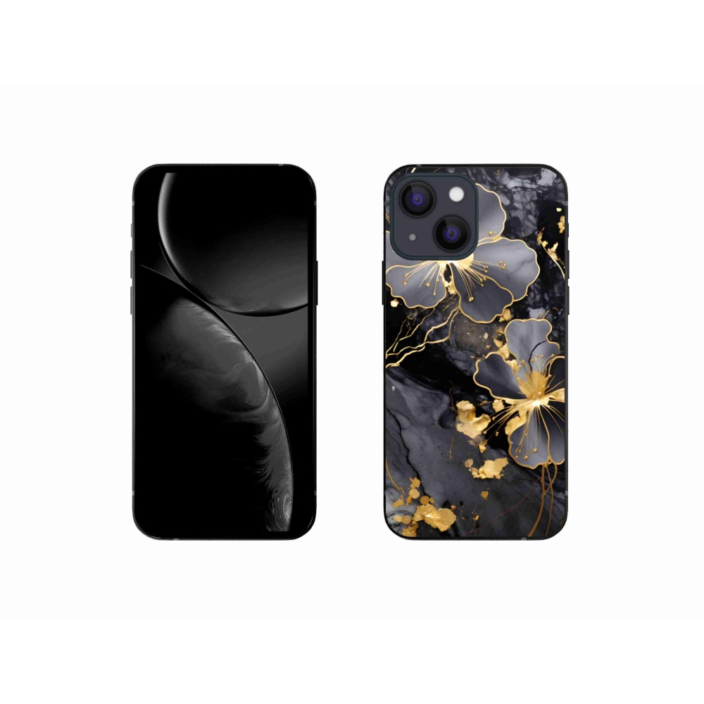 Gél borítás mmCase iPhone 13 Mini készülékhez - arany virágok