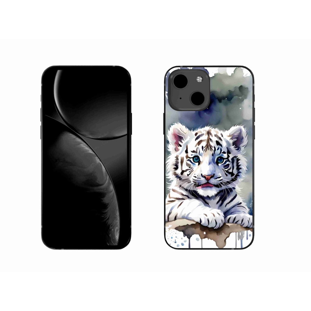 Gél borítás mmCase iPhone 13 készülékhez - fehér tigriskölyök
