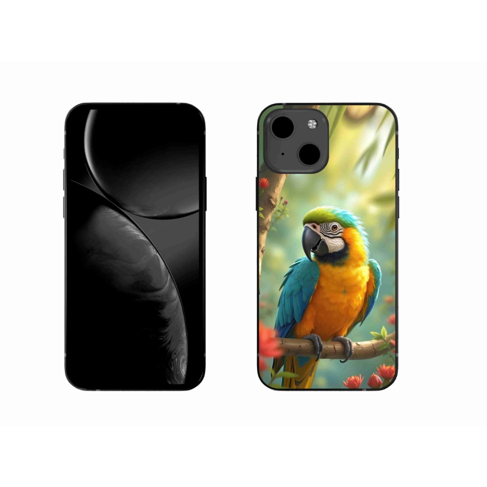mmCase gél tok az iPhone 13-hoz – kék-sárga ara papagáj