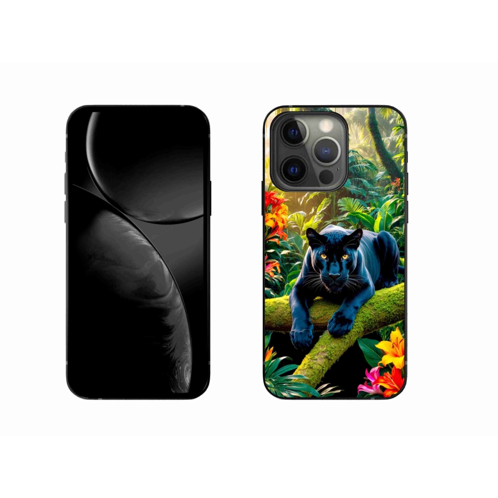 Zselés borítás mmCase iPhone 13 Pro készülékhez - fekete párduc a dzsungelben