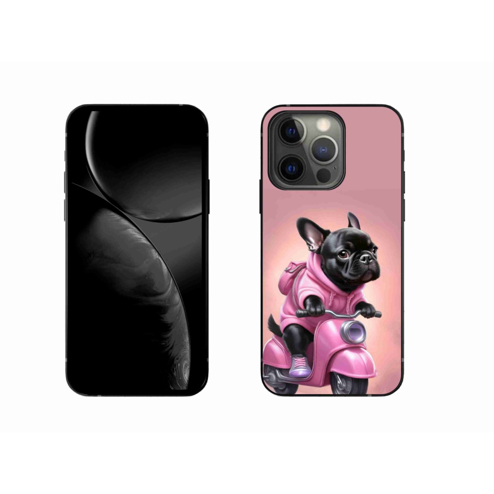 Gél borítás mmCase iPhone 13 Pro készülékhez - Francia bulldog egy robogón