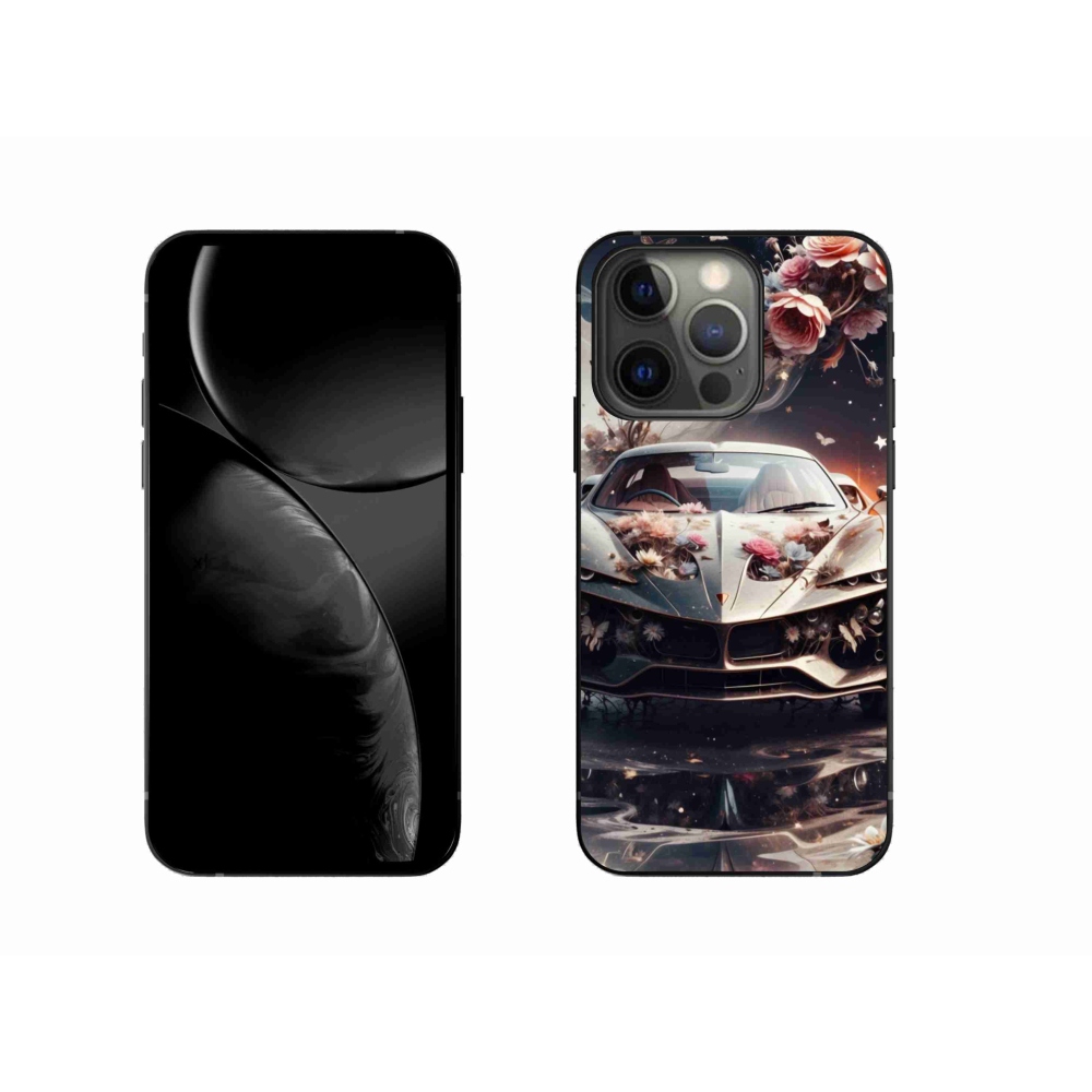 Zselés borítás mmCase iPhone 13 Pro készülékhez - virágos sportkocsi