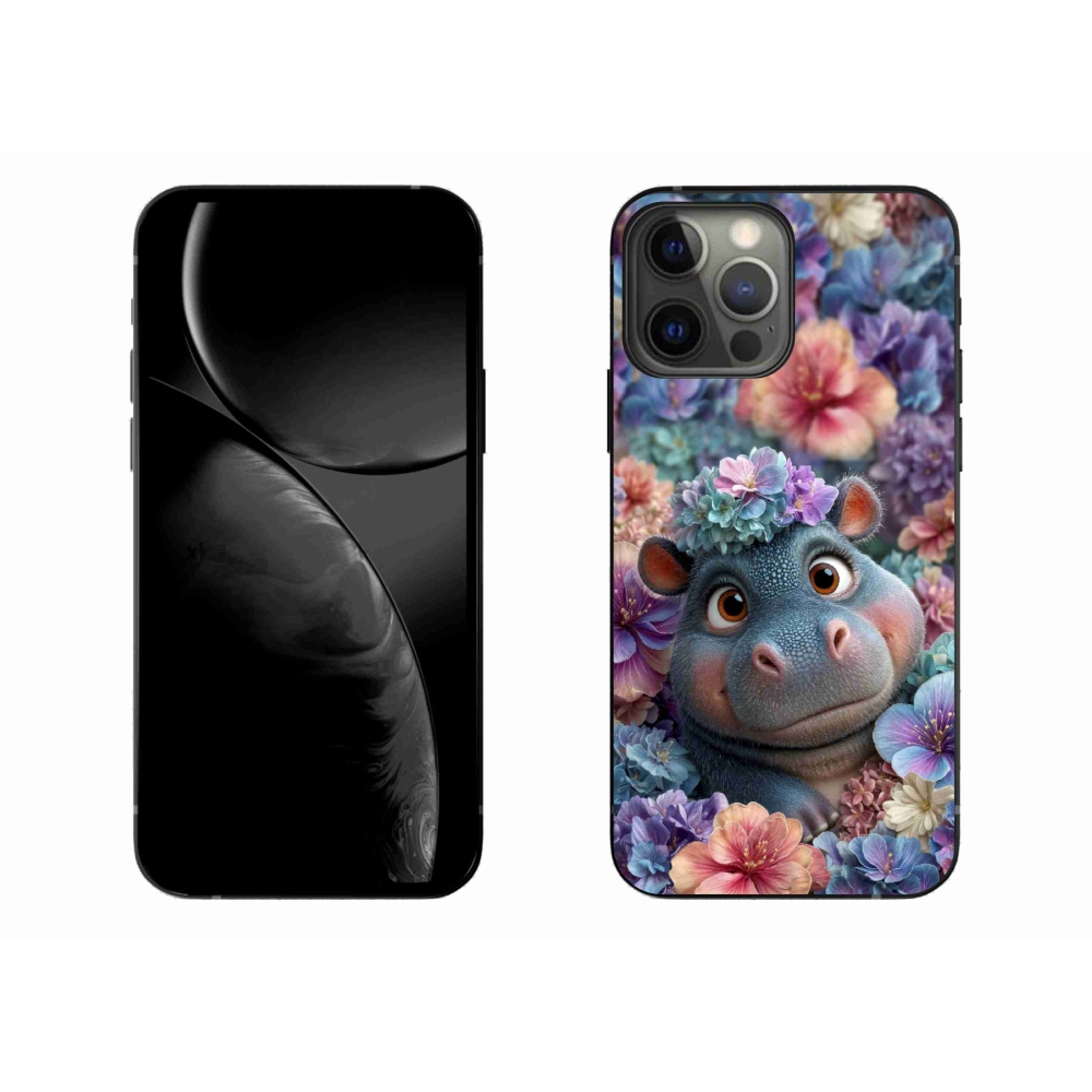mmCase gél tok az iPhone 13 Pro Max-hoz – virágok között úszó víziló