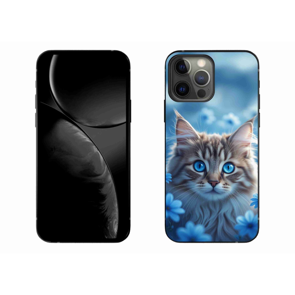 mmCase gél tok az iPhone 13 Pro Max-hoz – kiscica kék virágok között