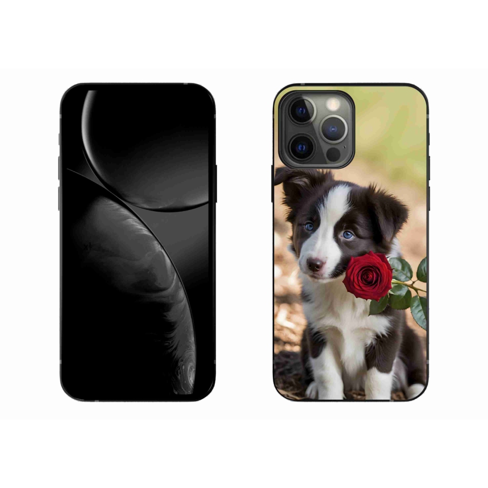 mmCase gél tok az iPhone 13 Pro Max-hoz – aranyos border collie rózsával