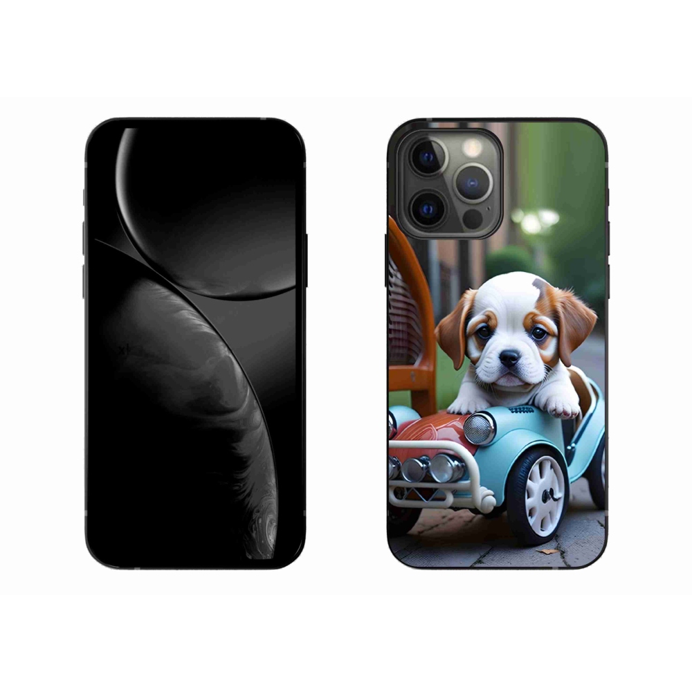 mmCase gél tok az iPhone 13 Pro Max-hoz – kiskutya egy retro autóban