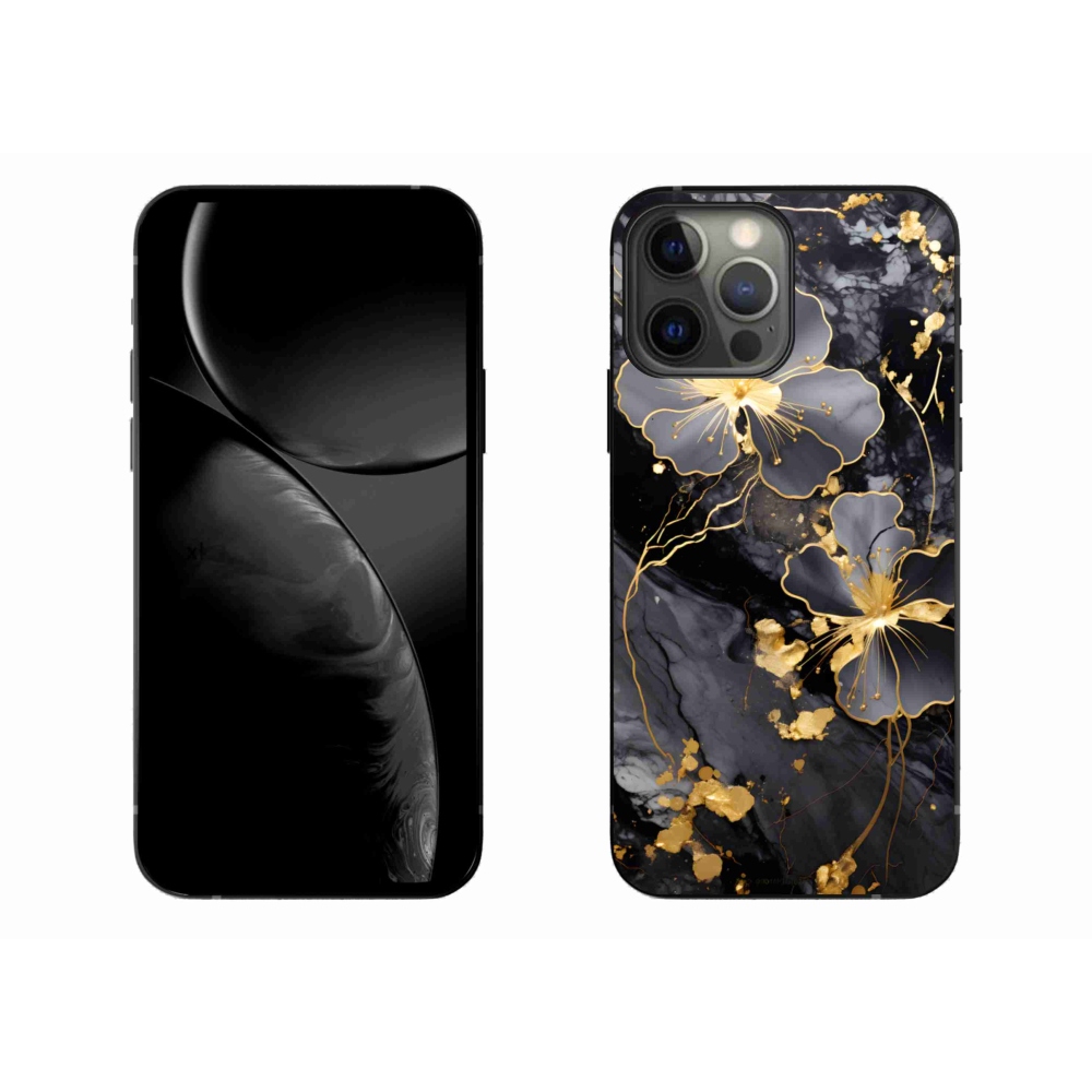 Gél borítás mmCase iPhone 13 Pro Max készülékhez - arany virágok