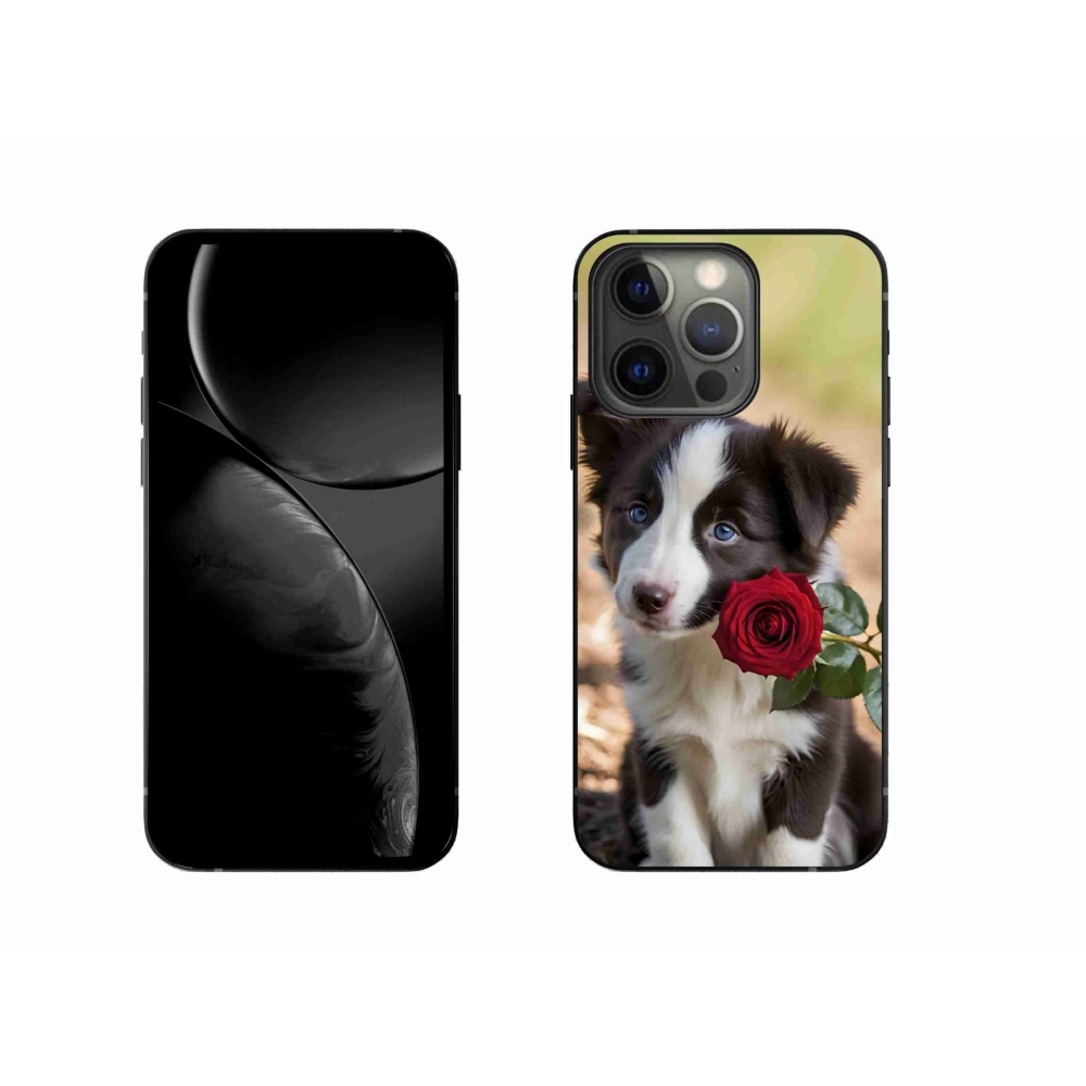mmCase gél tok az iPhone 13 Pro-hoz – aranyos border collie rózsával