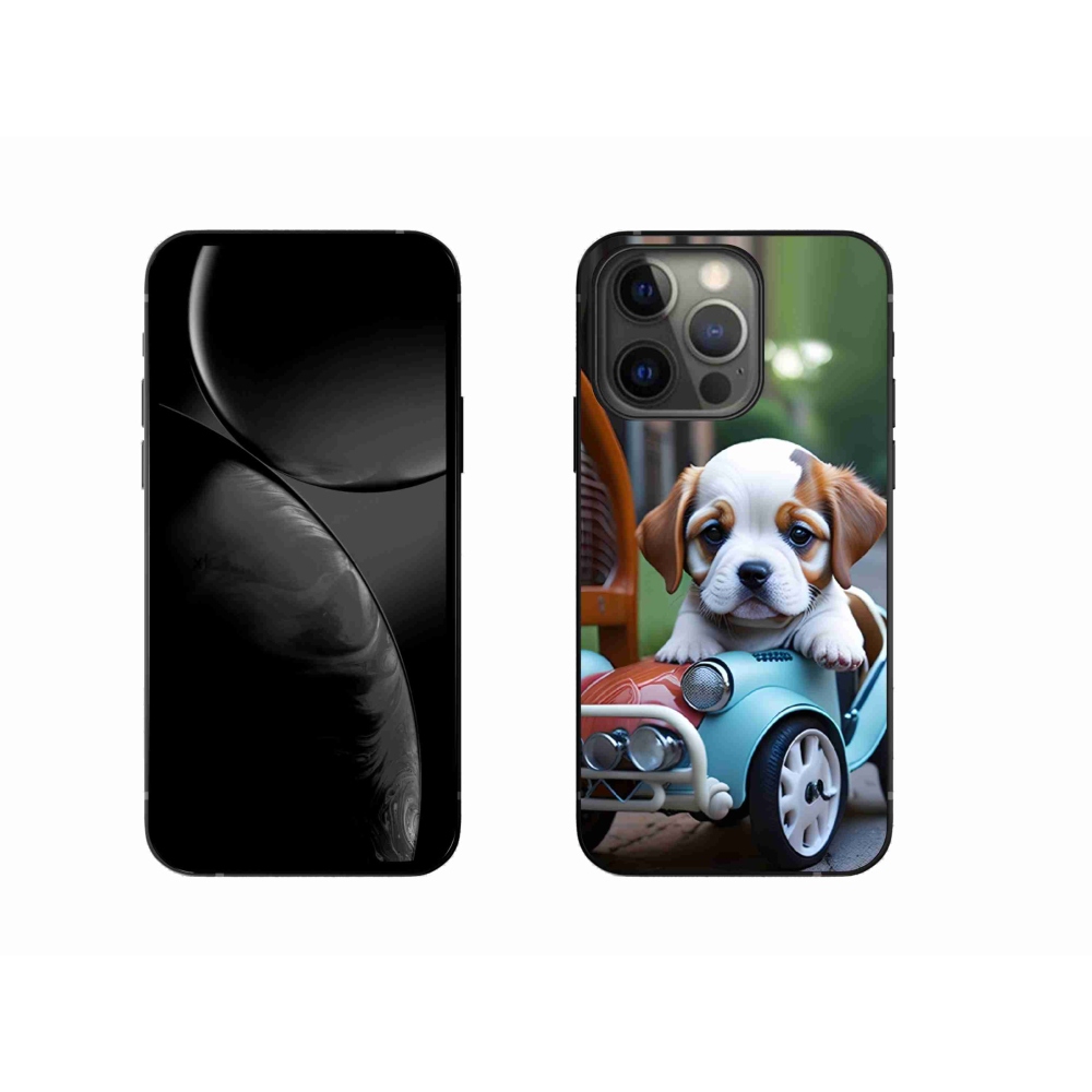 mmCase gél tok az iPhone 13 Pro-hoz – kiskutya egy retro autóban