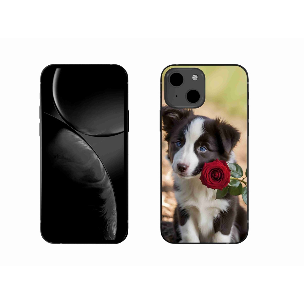 mmCase gél tok az iPhone 13-hoz – aranyos border collie rózsával