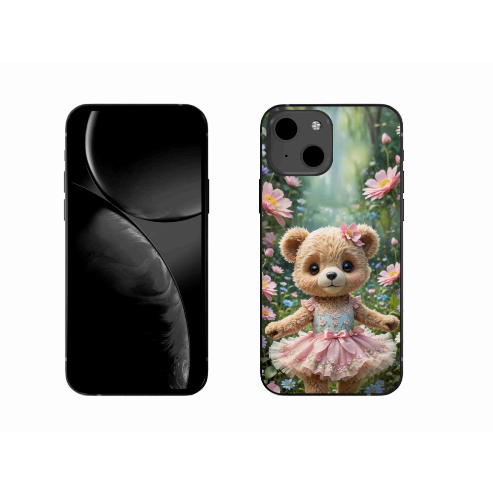 mmCase gél tok az iPhone 13-hoz – aranyos mackó virágok között