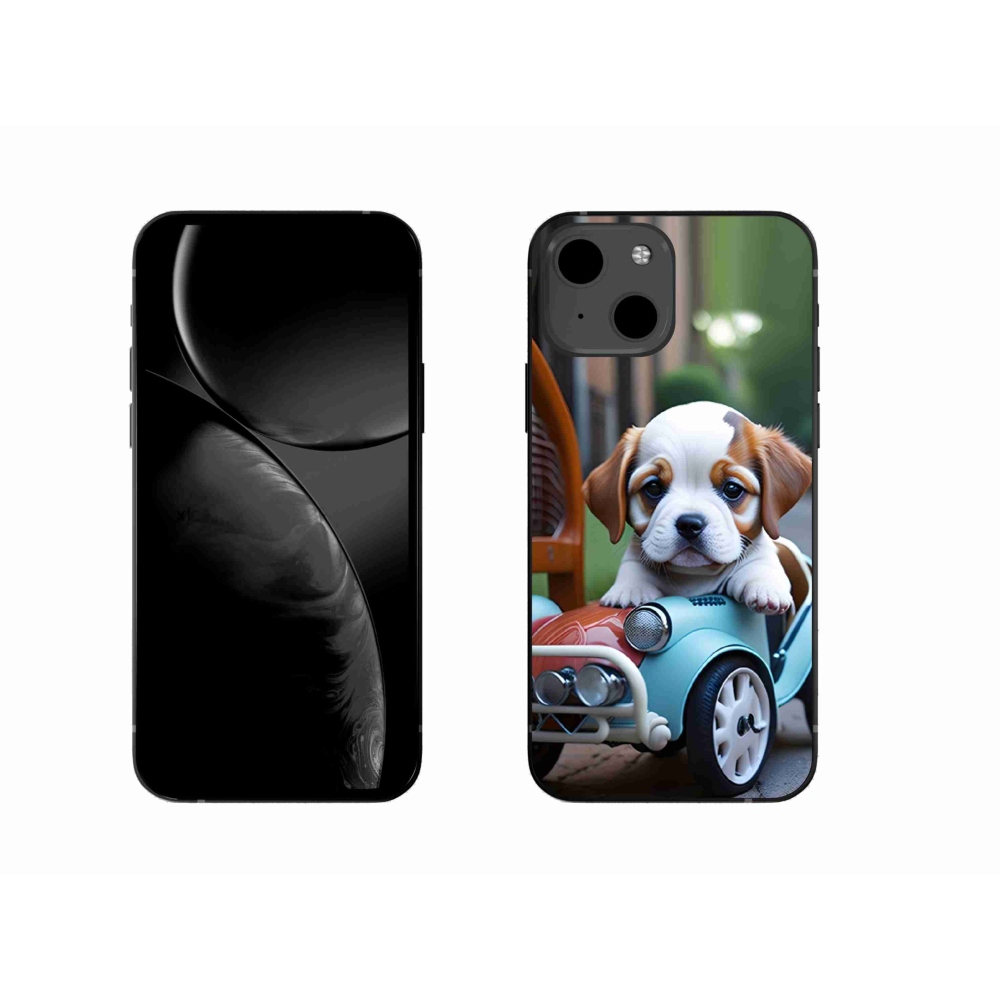 mmCase gél tok az iPhone 13-hoz – kiskutya egy retro autóban