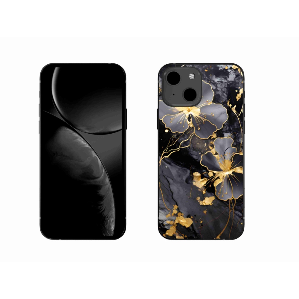 Gél borítás mmCase iPhone 13 készülékhez - arany virágok