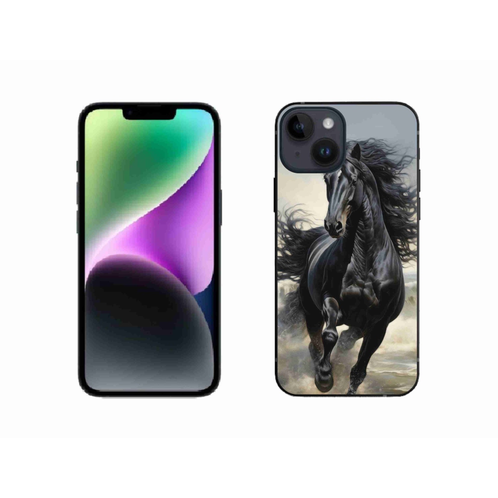 mmCase gél tok az iPhone 14-hez – futó fekete ló