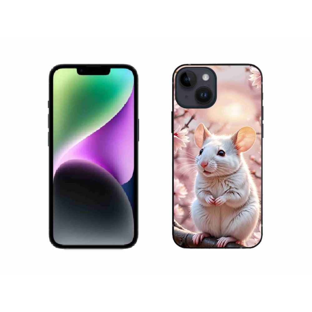 mmCase gél tok az iPhone 14-hez – fehér egér egy ágon