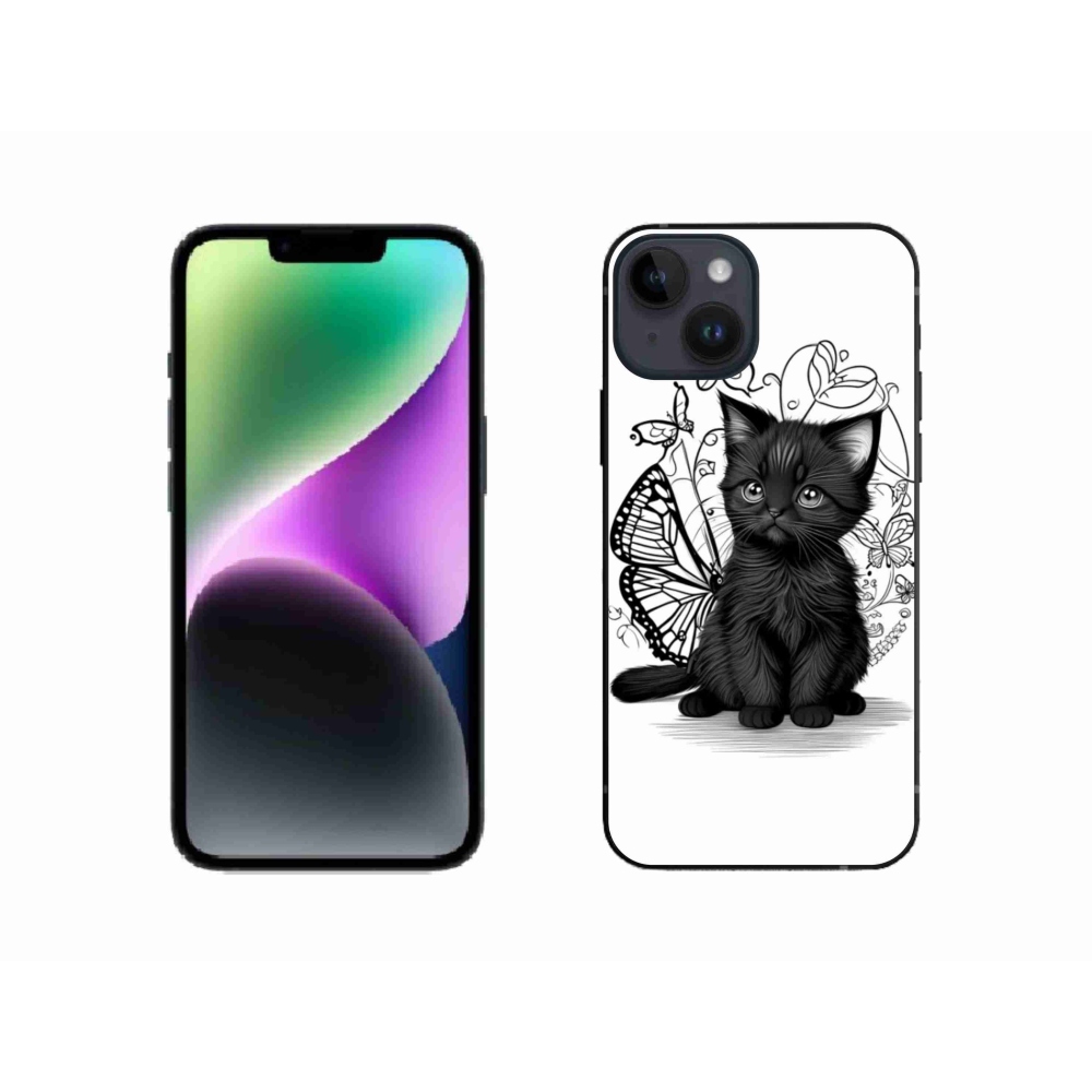 Gél borítás mmCase iPhone 14 készülékhez - fekete cica