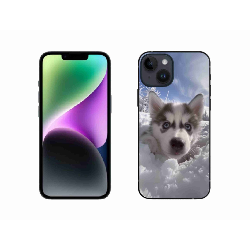 Gél borítás mmCase iPhone 14 készülékhez - husky a hóban