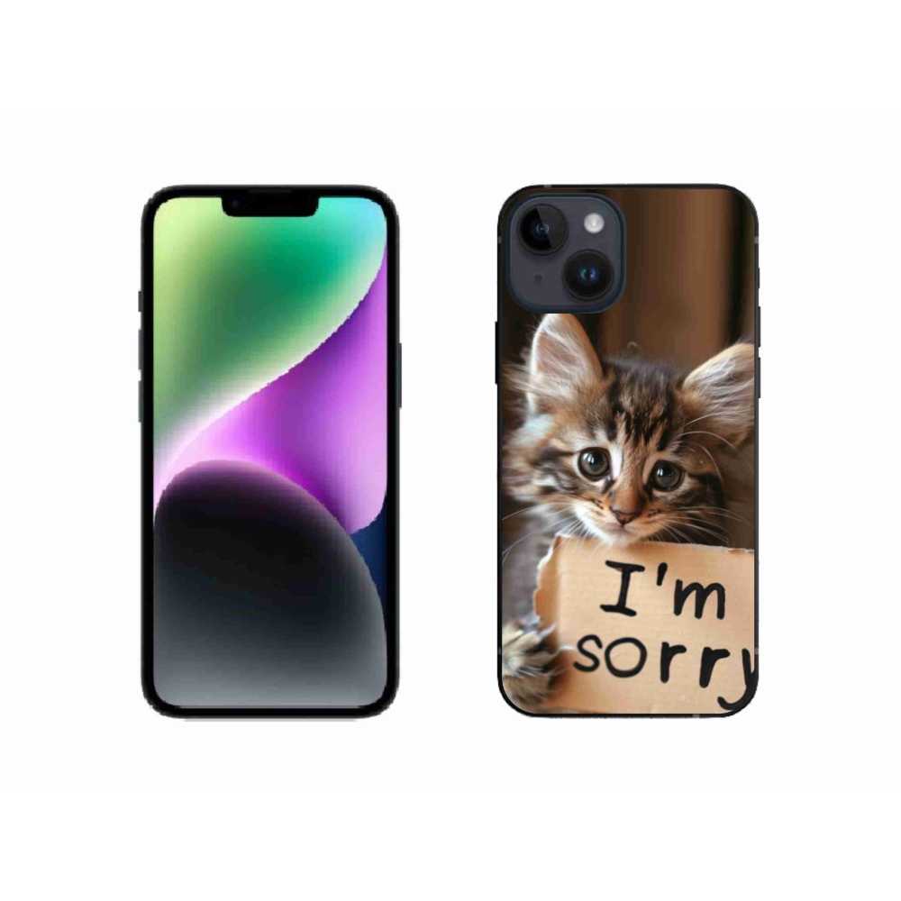 Zselés borítás mmCase iPhone 14 készülékhez - macska bocsánatkérése