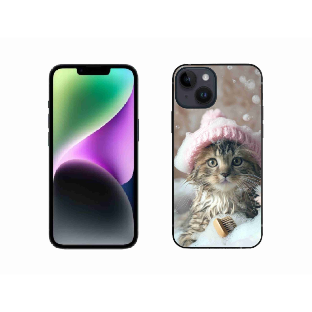 Gél borítás mmCase iPhone 14 készülékhez - cica és fürdő