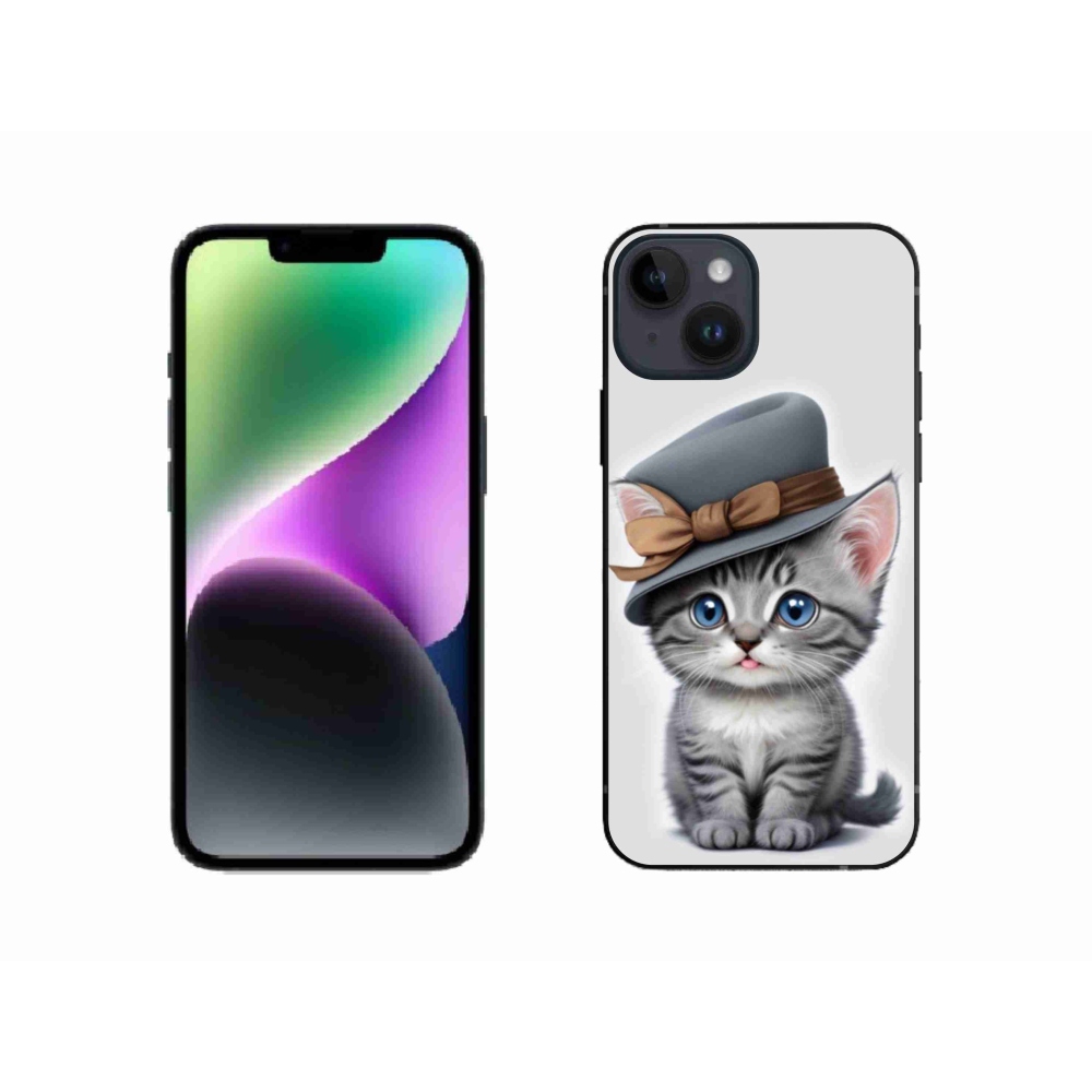 Gél borítás mmCase iPhone 14 készülékhez - cica sapkával