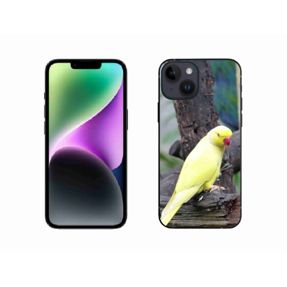 Zselés borítás mmCase iPhone 14 készülékhez - papagáj alexander sárga