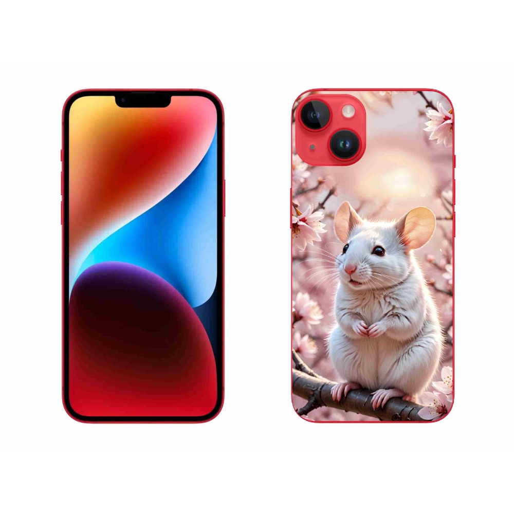 mmCase gél tok az iPhone 14 Plus-hoz – fehér egér egy ágon