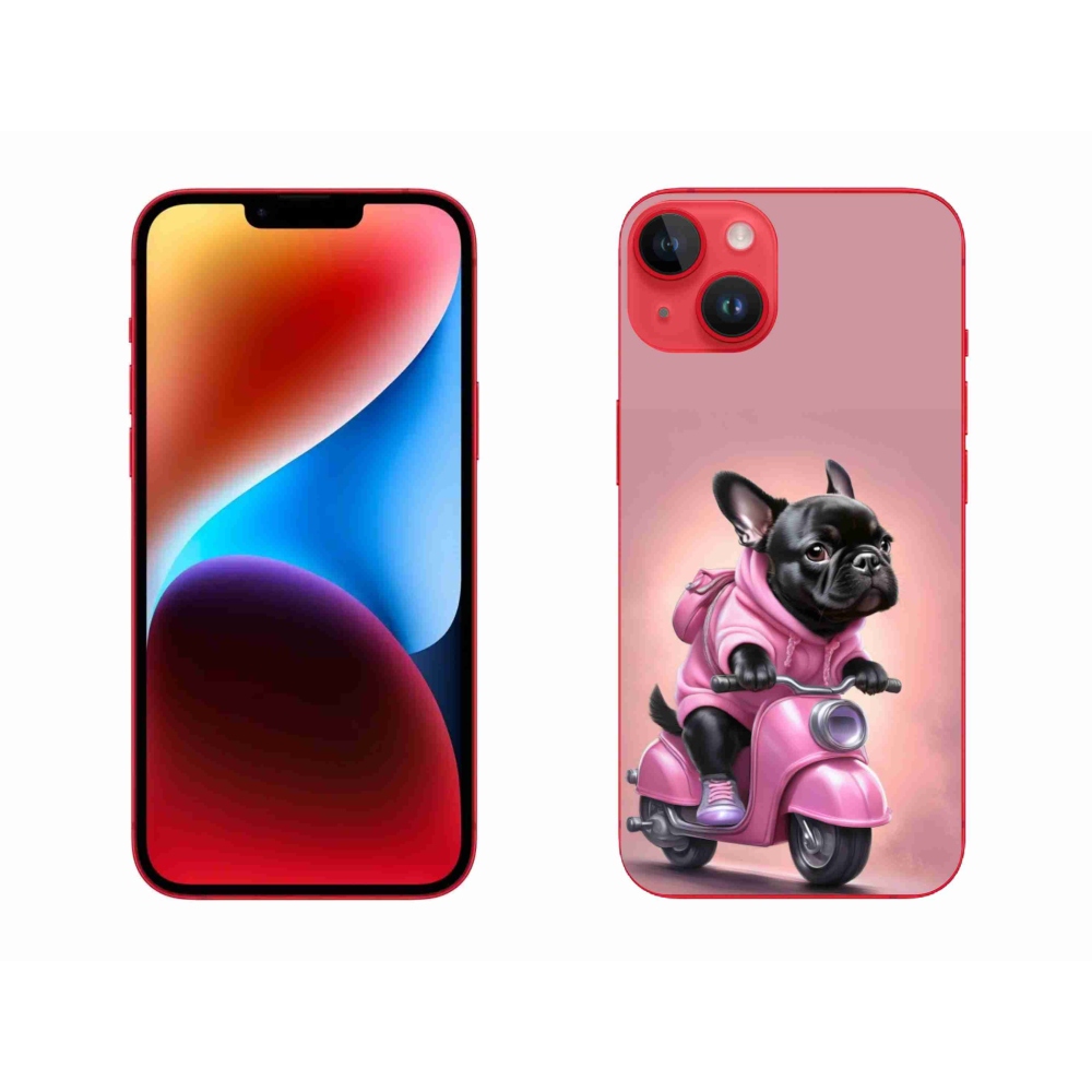 Gél borítás mmCase iPhone 14 Plus készülékhez - Francia bulldog robogón