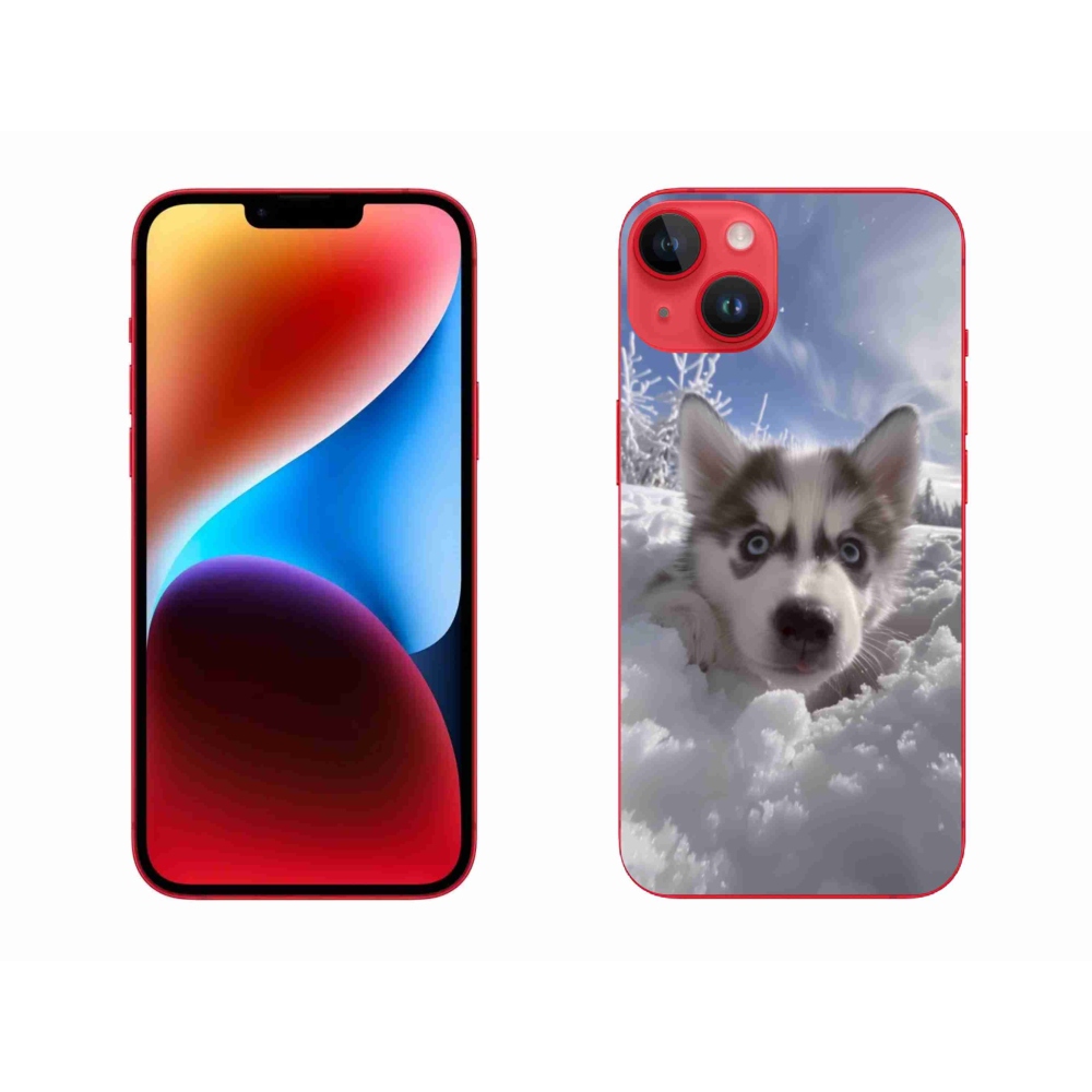 Zselés borítás mmCase iPhone 14 Plus készülékhez - husky a hóban