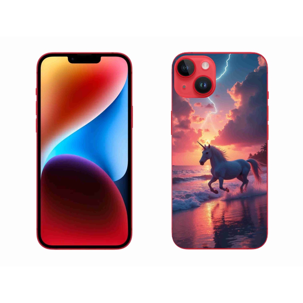 Zselés borítás mmCase iPhone 14 Plus készülékhez - egyszarvú a tengerparton