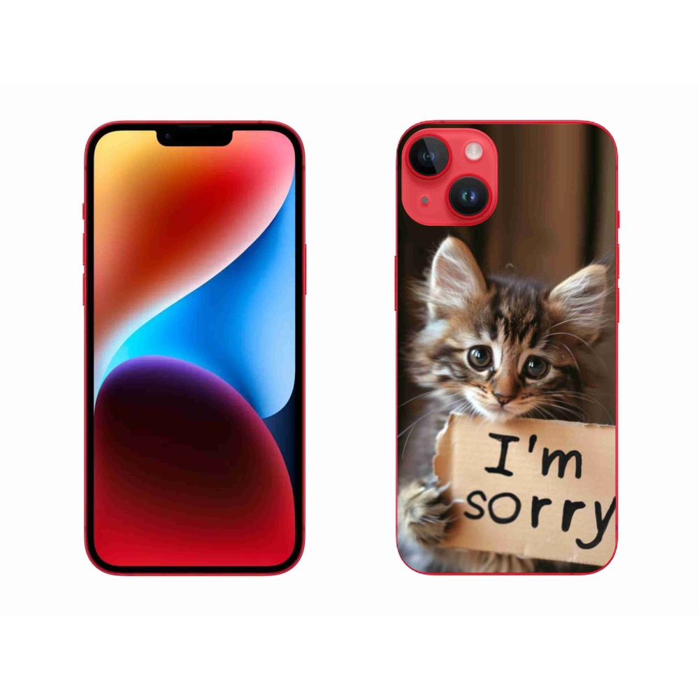 Zselés borítás mmCase iPhone 14 Plus készülékhez - macska bocsánatkérése