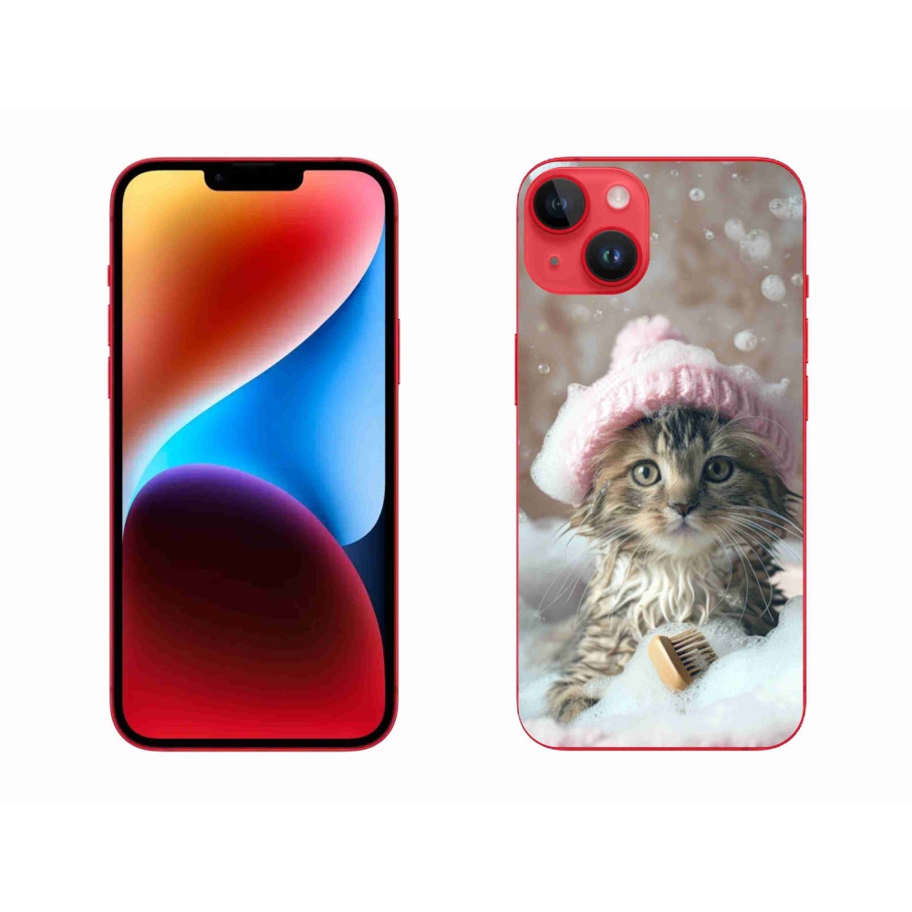 Gél borítás mmCase iPhone 14 Plus készülékhez - cica és fürdő