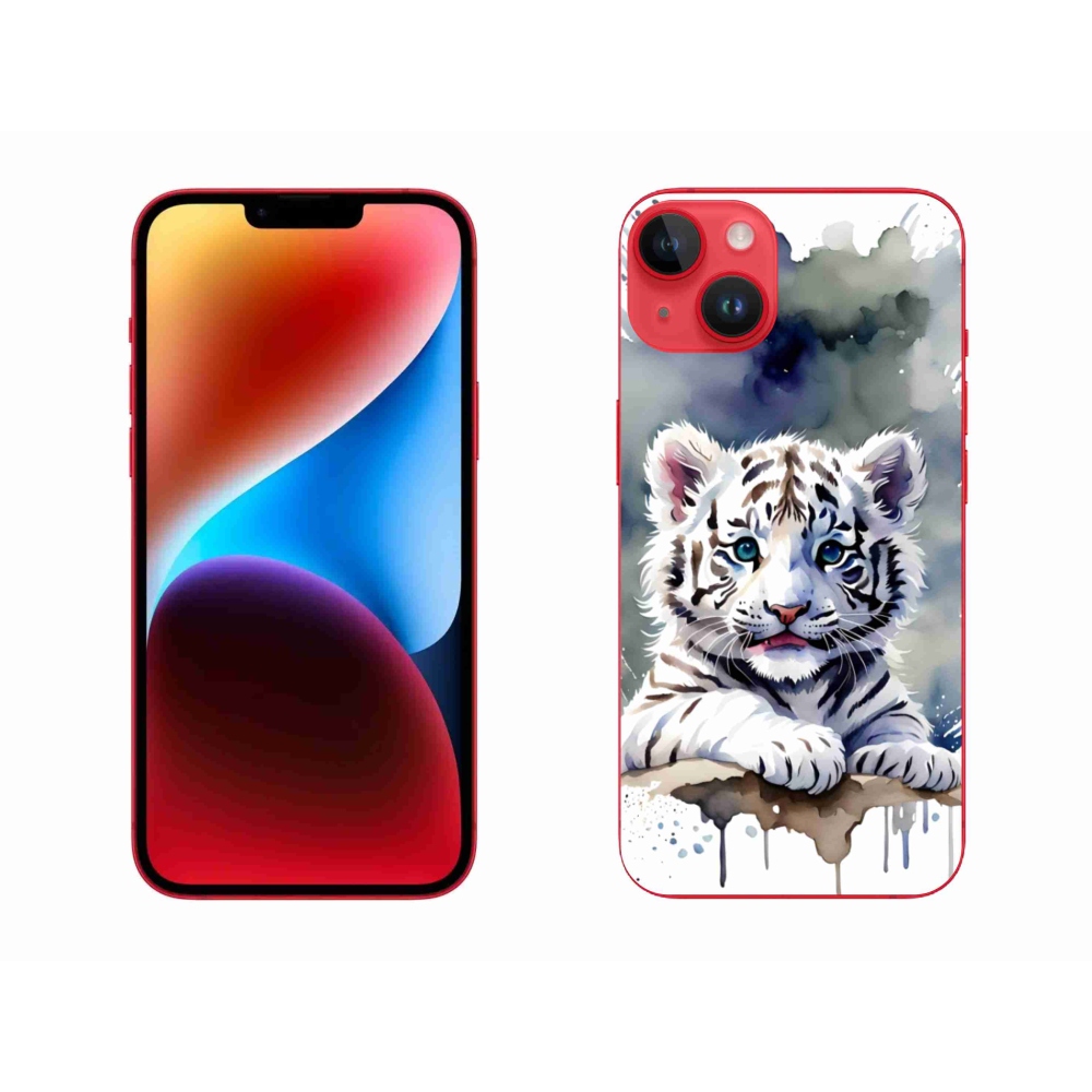 Gél borítás mmCase iPhone 14 Plus készülékhez - fehér tigriskölyök