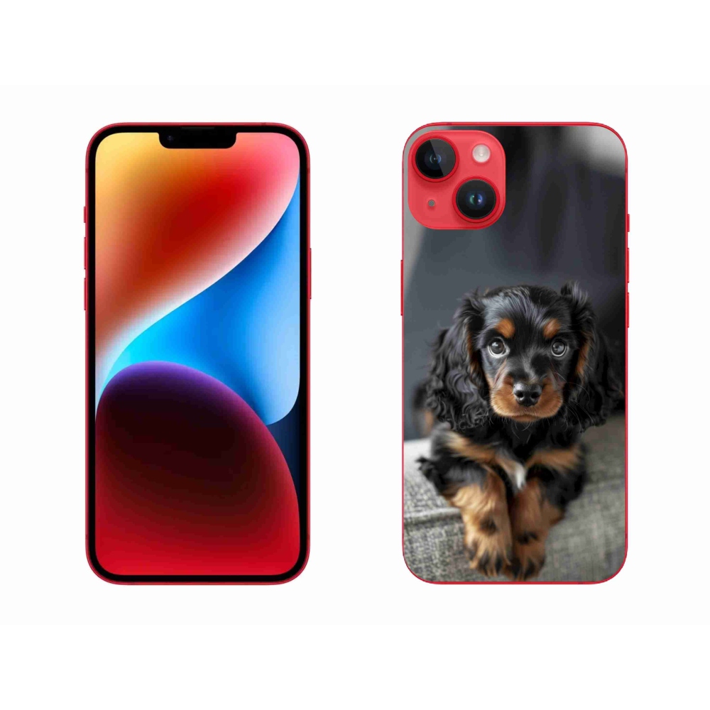 mmCase gél tok az iPhone 14 Plus-hoz – aranyos, hosszúszőrű tacskó