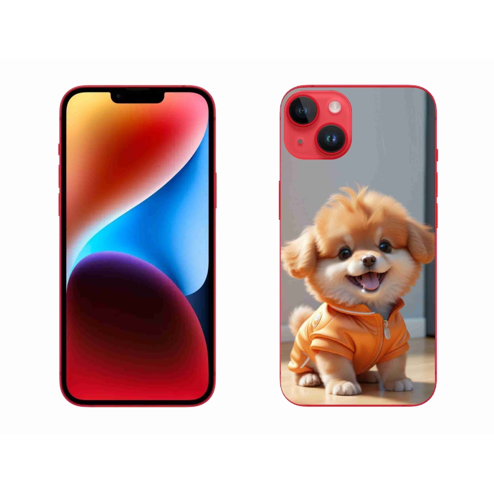 mmCase gél tok az iPhone 14 Plus-hoz – aranyos pomerániai pulóverben