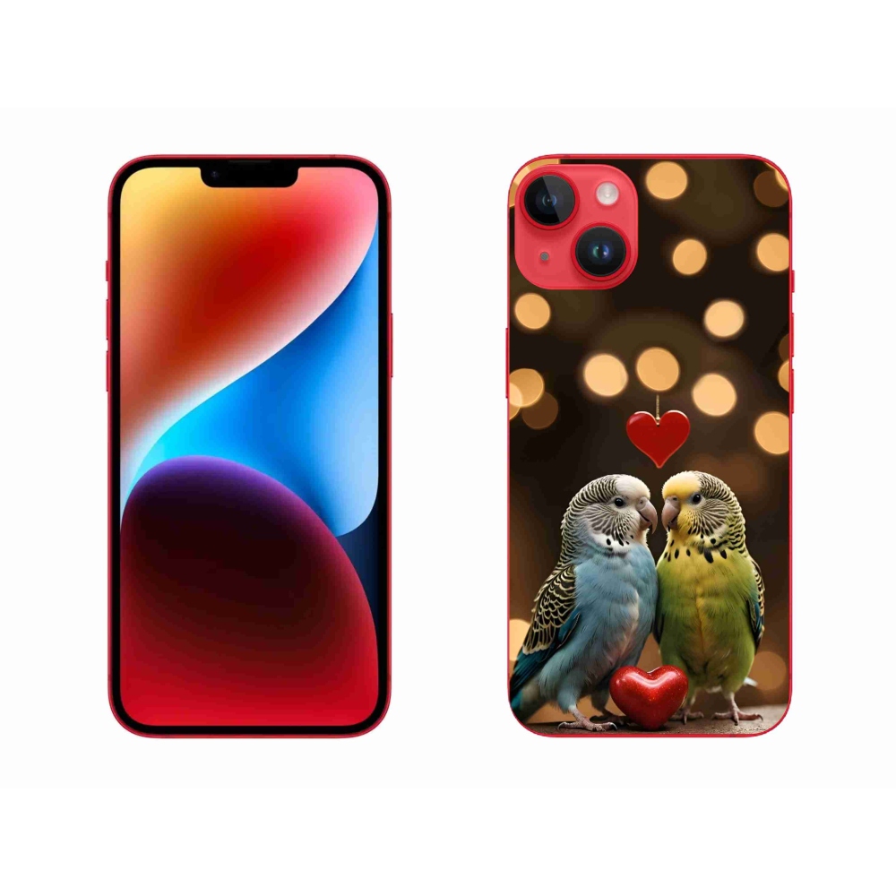 mmCase gél tok az iPhone 14 Plus-hoz – szerelmes papagájok
