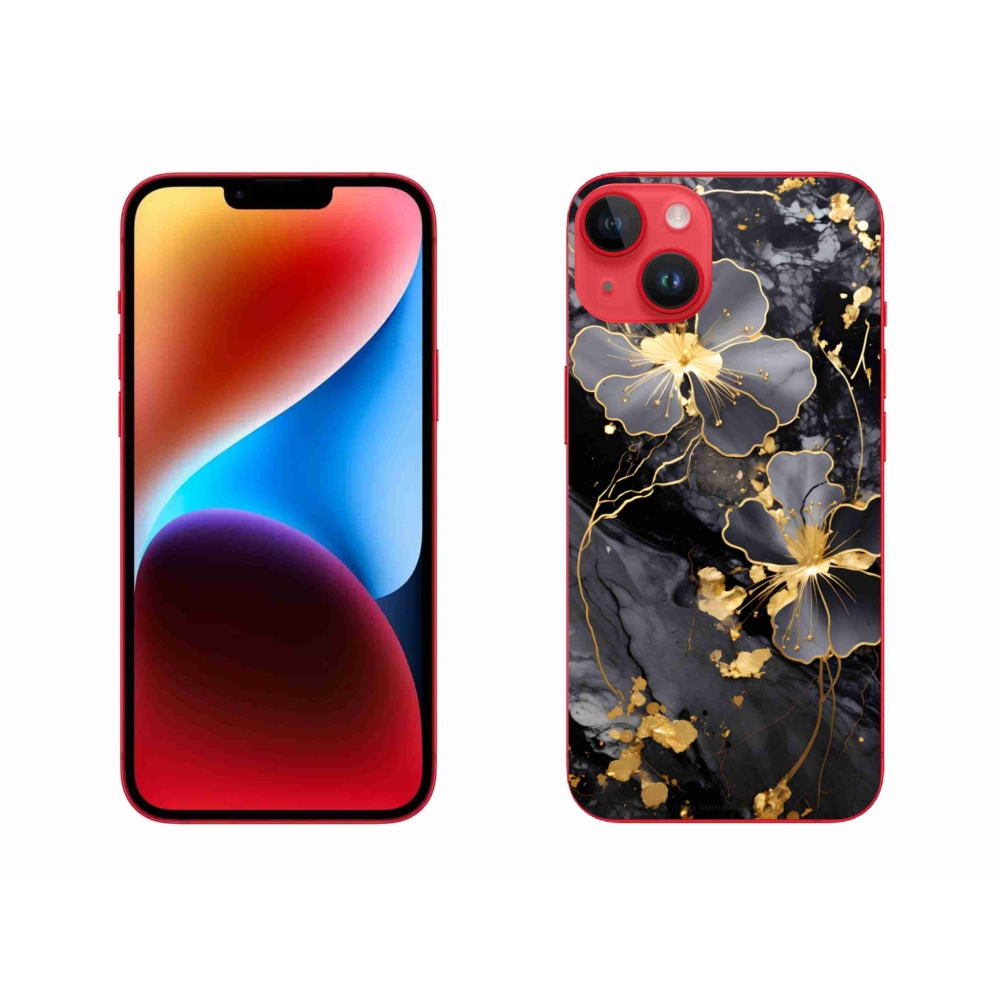 Zselés borítás mmCase iPhone 14 Plus készülékhez - arany virágok