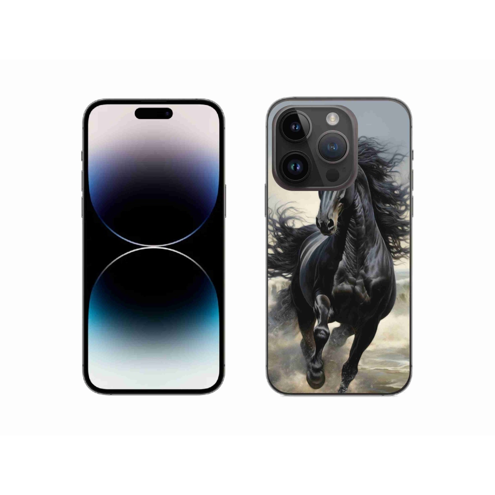mmCase gél tok az iPhone 14 Pro-hoz – futó fekete ló
