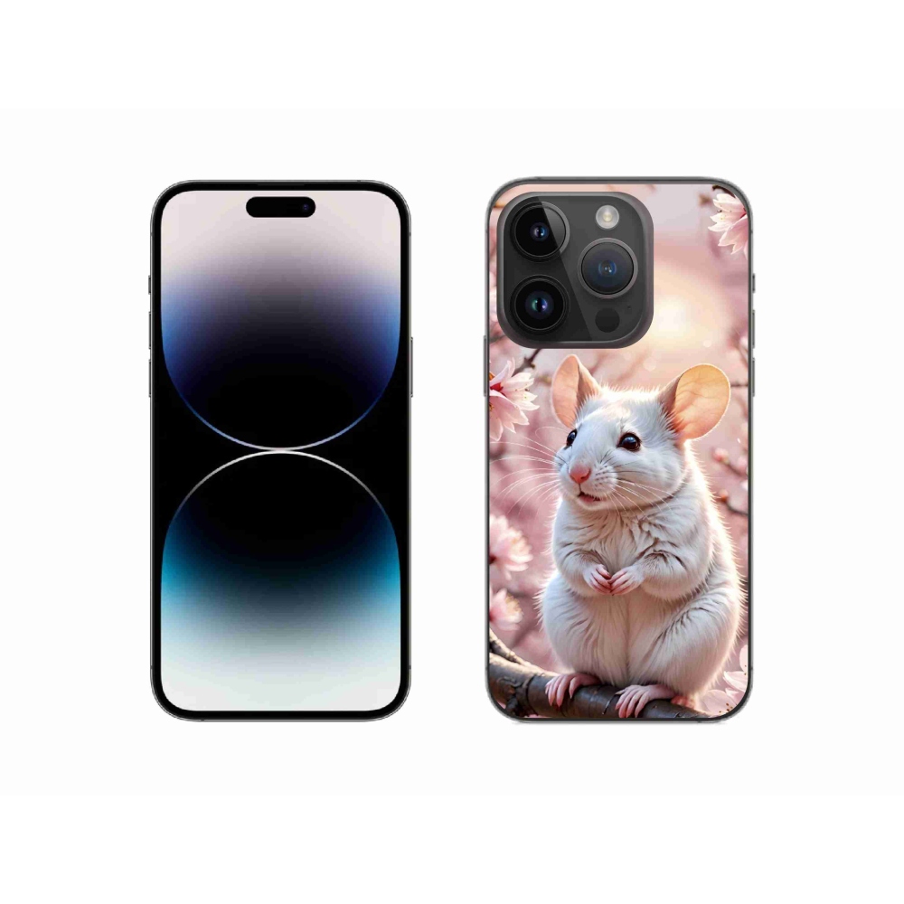 mmCase gél tok az iPhone 14 Pro-hoz – fehér egér egy ágon
