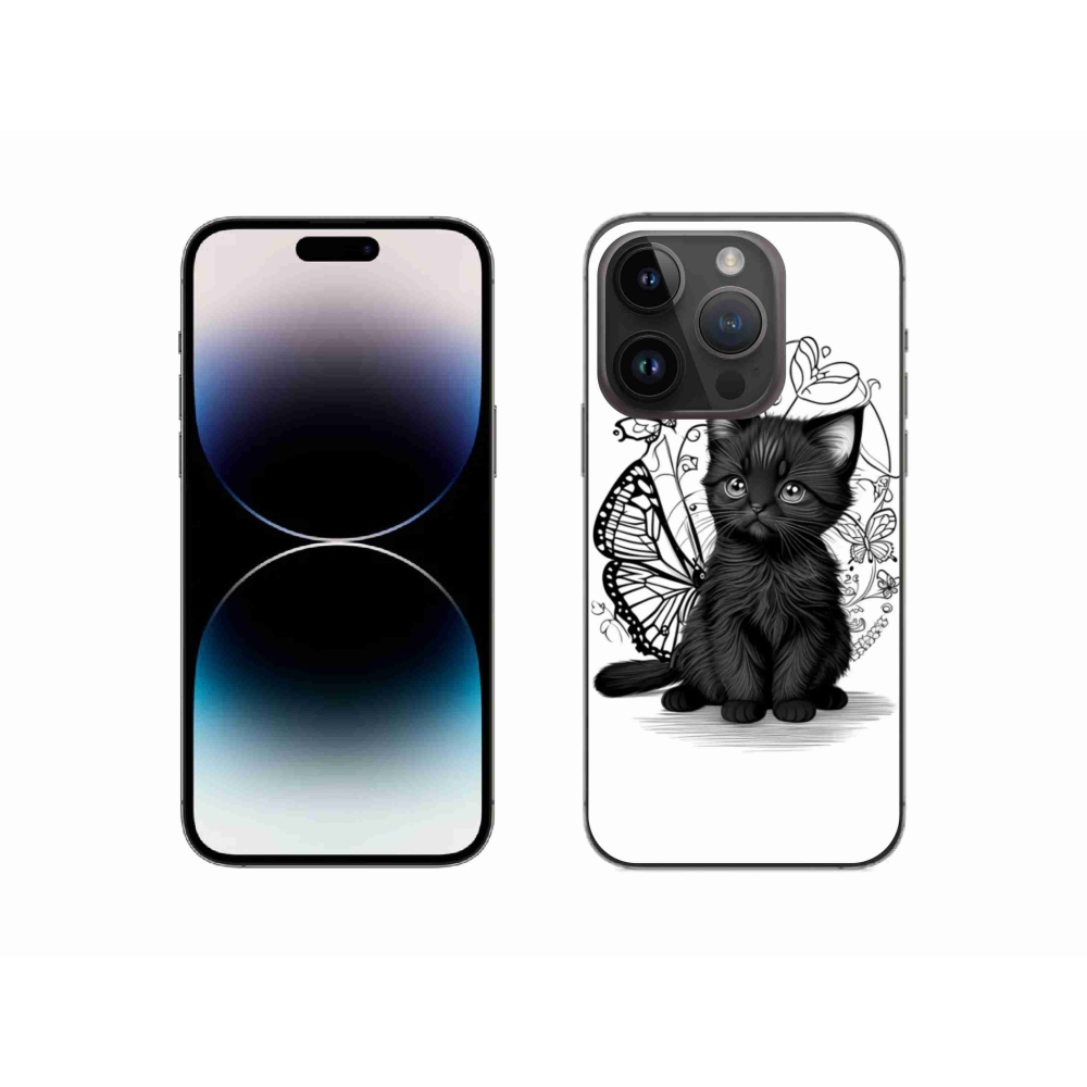 Zselés borítás mmCase iPhone 14 Pro készülékhez - fekete cica