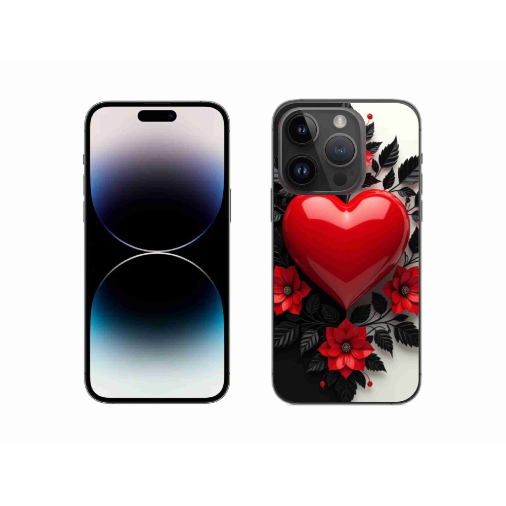 Zselés borítás mmCase iPhone 14 Pro készülékhez - piros szív